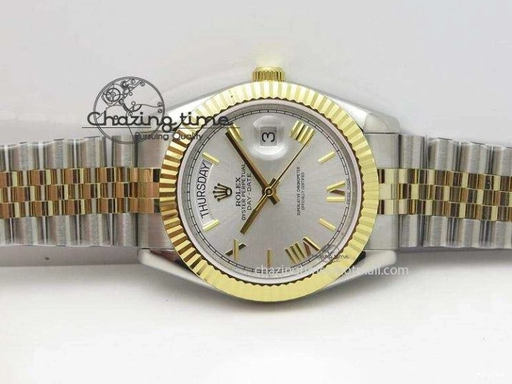 MiroTime 0108 DayDate II 41mm MK Best Edition SS RG Wrapped Sliver Dial Roman Marker On Bracelet A Casual 4005